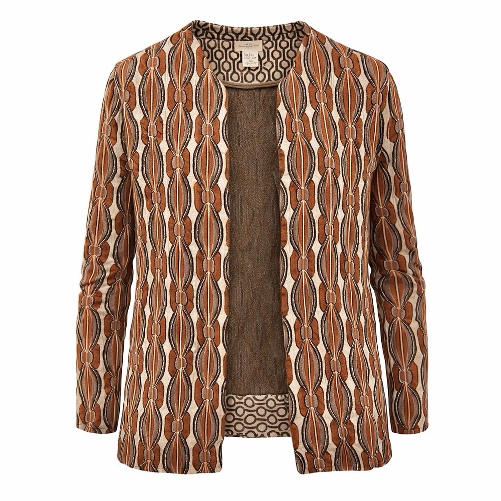H&M Knitted Cardigan Sweater - Multicolor earthtone pattern with pocket